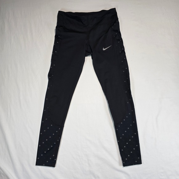Nike Pants - Nike Dri-FIT Womens Black Reflective Polka Dot Running Leggings CJ5567-10 Size M